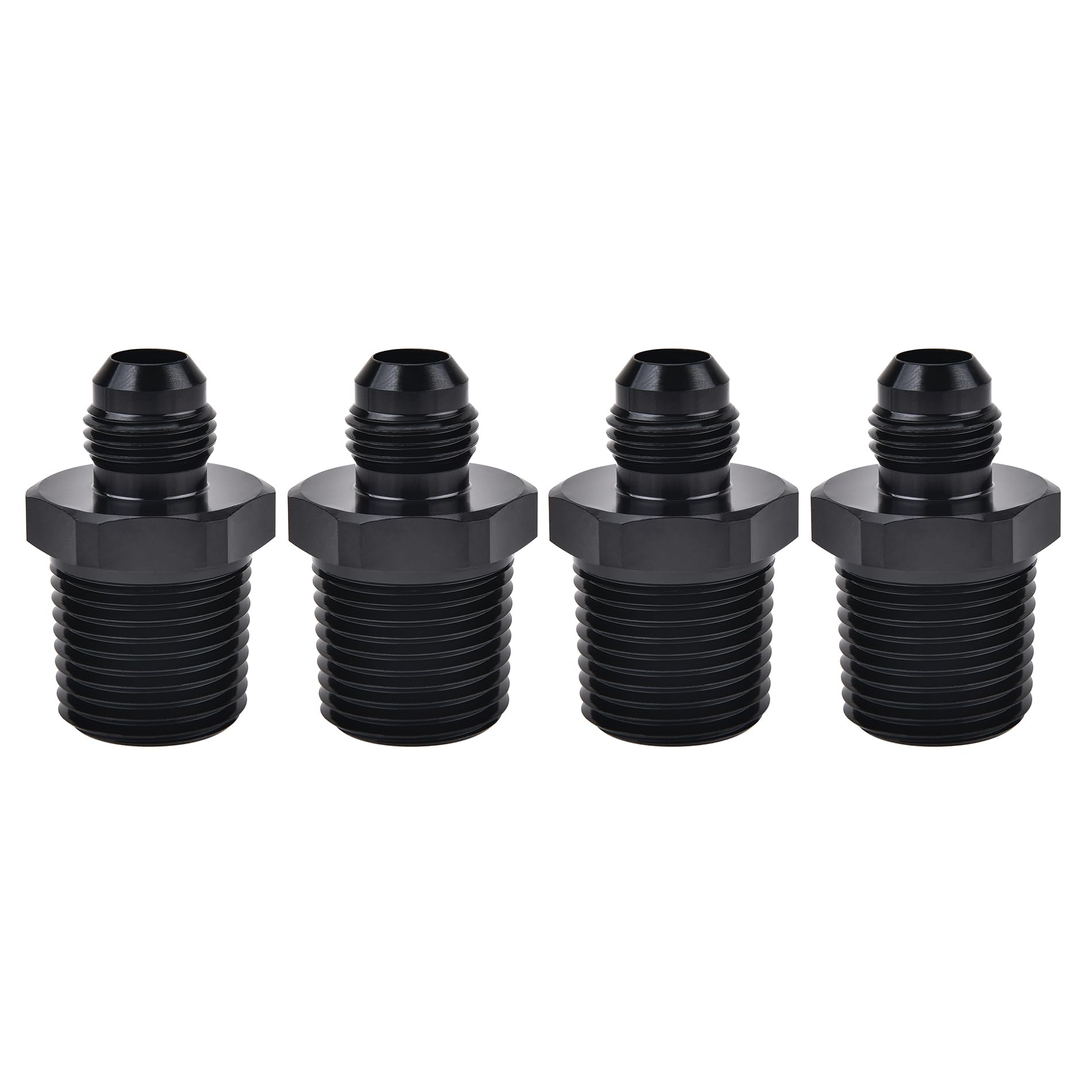 EVIL ENERGY 6AN Male Flare to 1/2'' NPT Pipe Fitting Adapter Aluminum Straight Black 4PCS