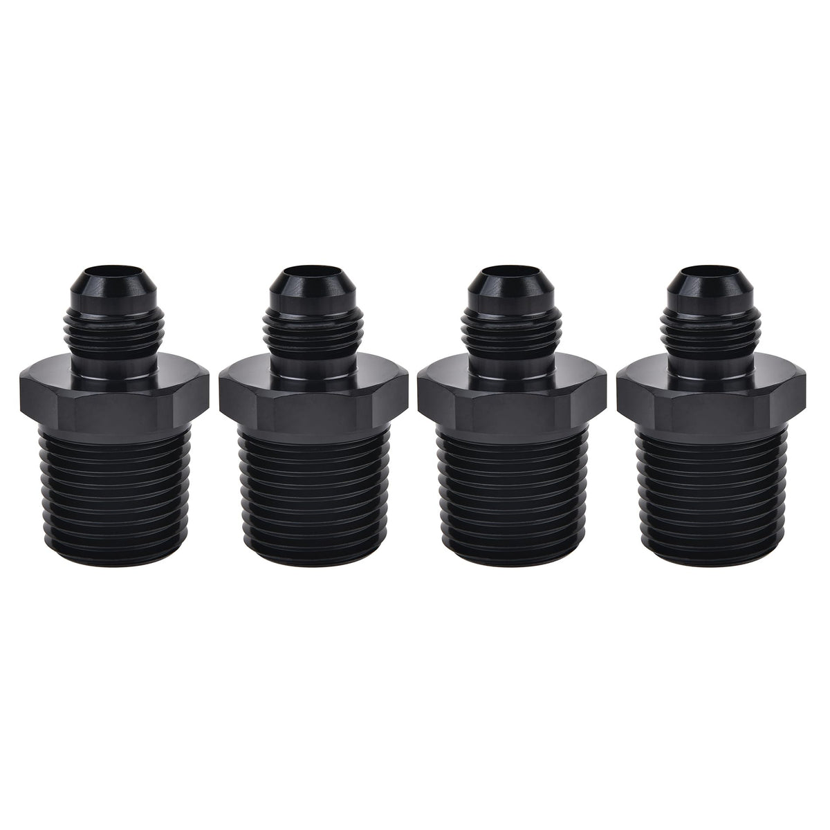 EVIL ENERGY 6AN Male Flare to 1/2'' NPT Pipe Fitting Adapter Aluminum Straight Black 4PCS