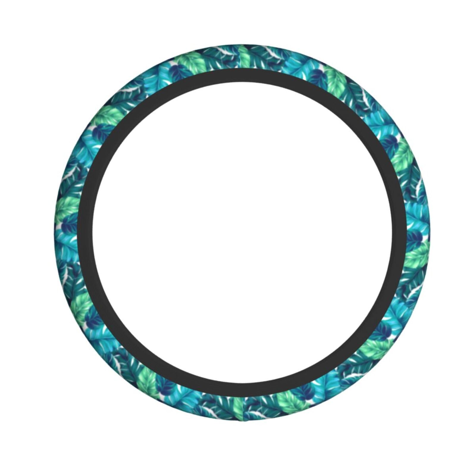 Tropical Palm Leaves Steering Wheel Covers Non Slip Neoprene Steering Wheel Protector Cover Universal 15 Inch For Men Women