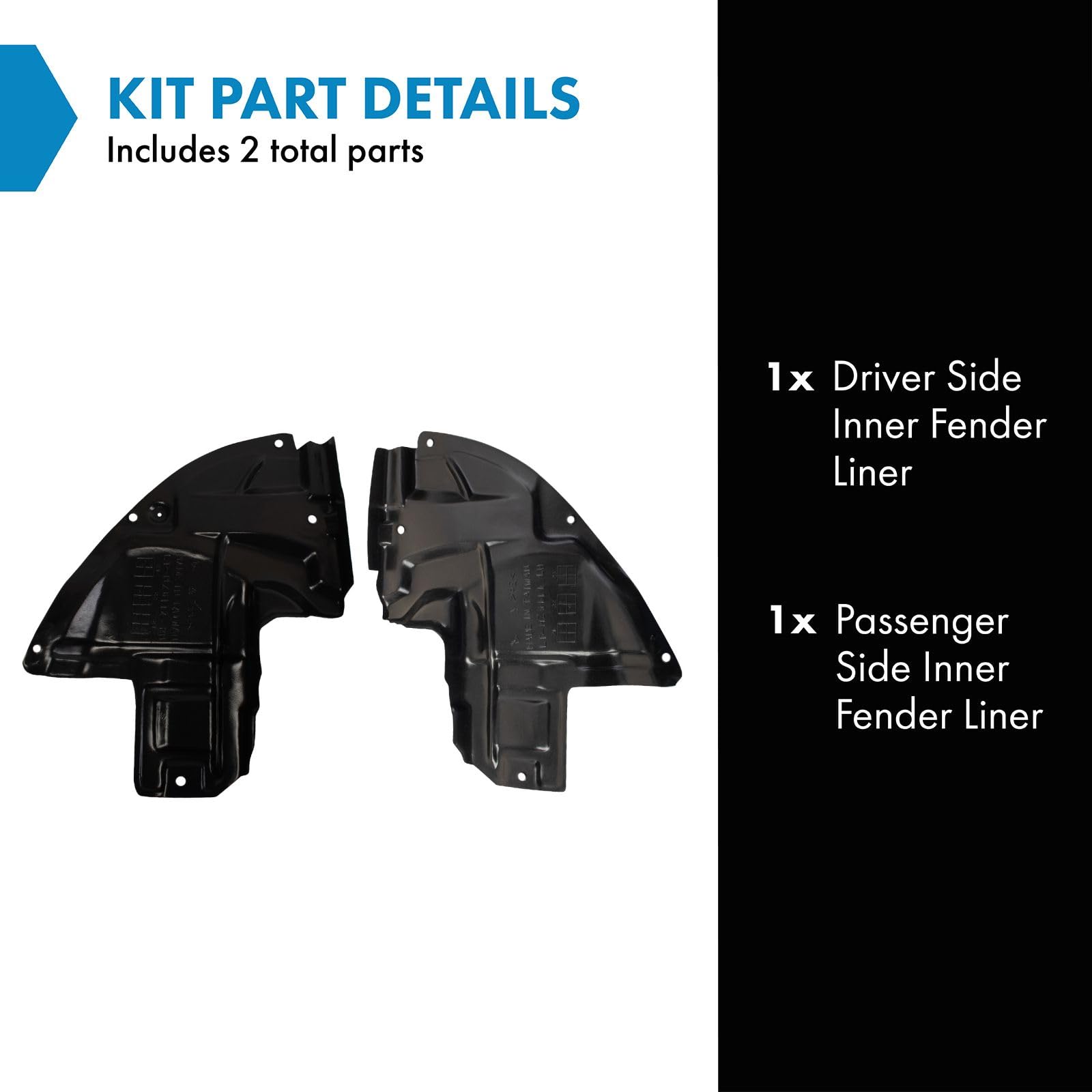 Trq Inner Fender Liner Set Compatible With 2010-2015 Mazda Cx-9 Ma1250114 Ma1251114