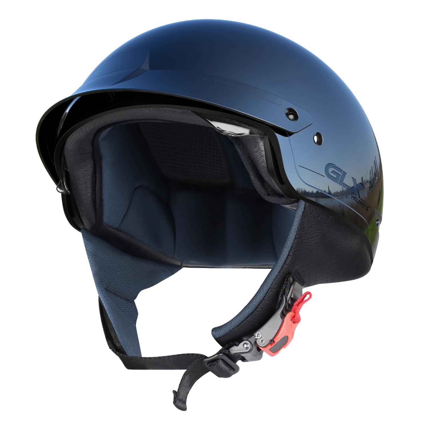 GLX M14 Open Face Motorcycle Helmet - Black, Medium - DOT Approved