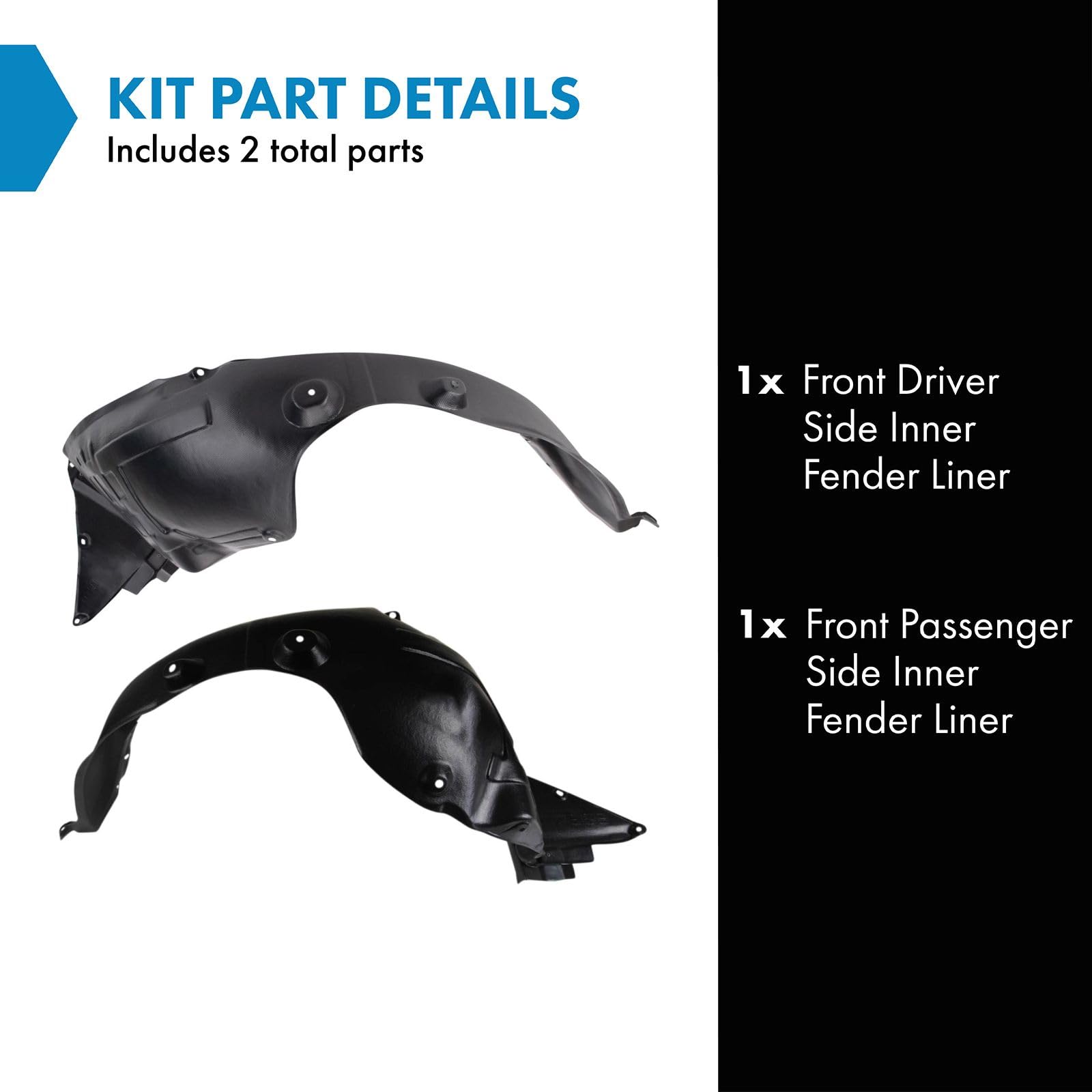 Trq Front Inner Fender Liner Set Compatible With 2011-2013 Kia Optima Ki1248126 Ki1249126
