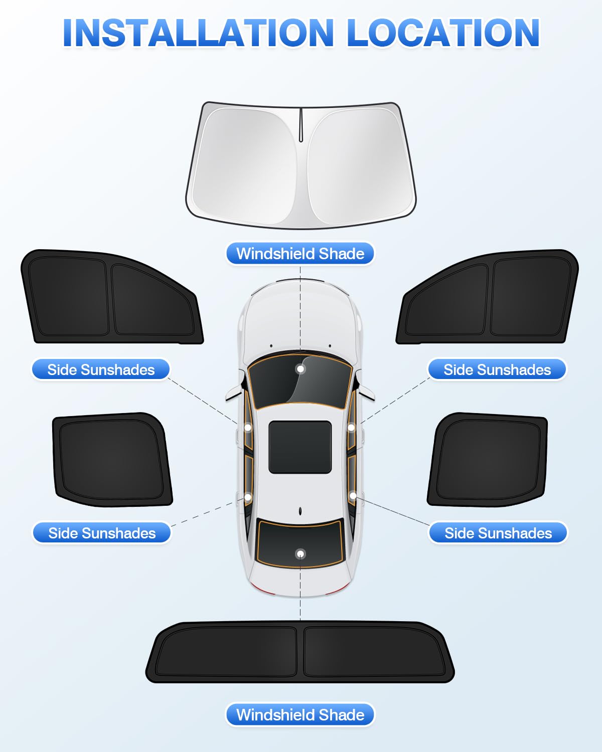 Canvcle Sunshades For Toyota Tacoma 2024 2025 Accessories Windshield Sun Shade Side Rear Window Shade Cover Sun Visor Shield Pri