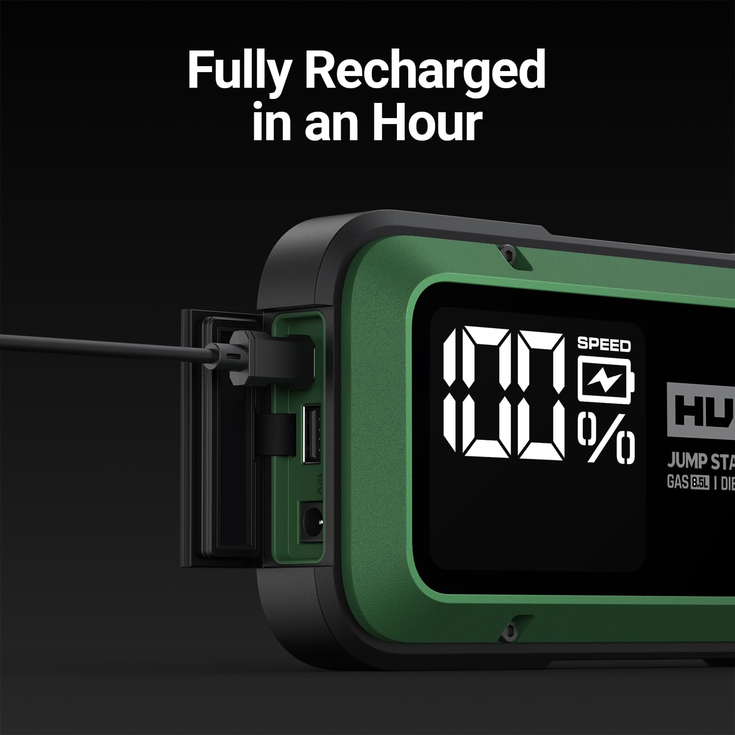 Hulkman Alpha85 Jump Starter, 2000A 74Wh Portable Battery Booster, Midnight Green, 12V, Includes Charger & Cables for Gas/Diesel Engines