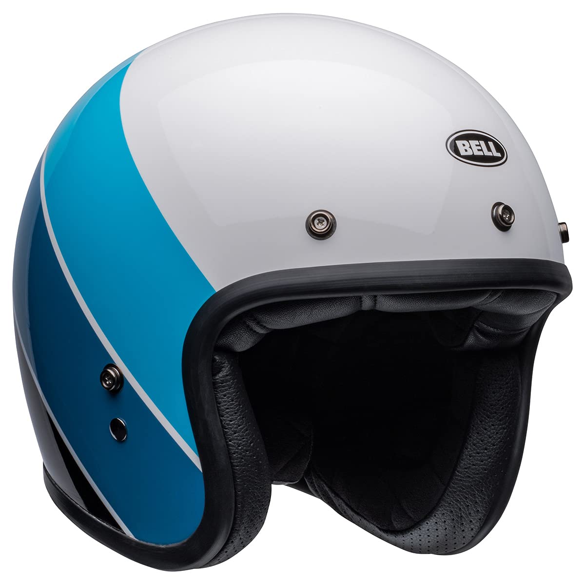 Bell Custom 500 Open-Face Motorcycle Helmet (Riff White/Blue - Medium)