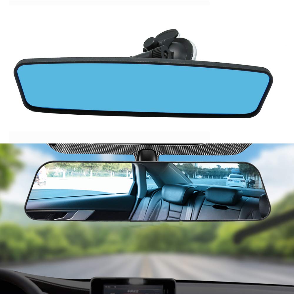 Vkinman Adjustable Car Interior Rear View Mirror - Universal Cars Trucks Suv - 9.64 X 2.6 Inch (Blue)