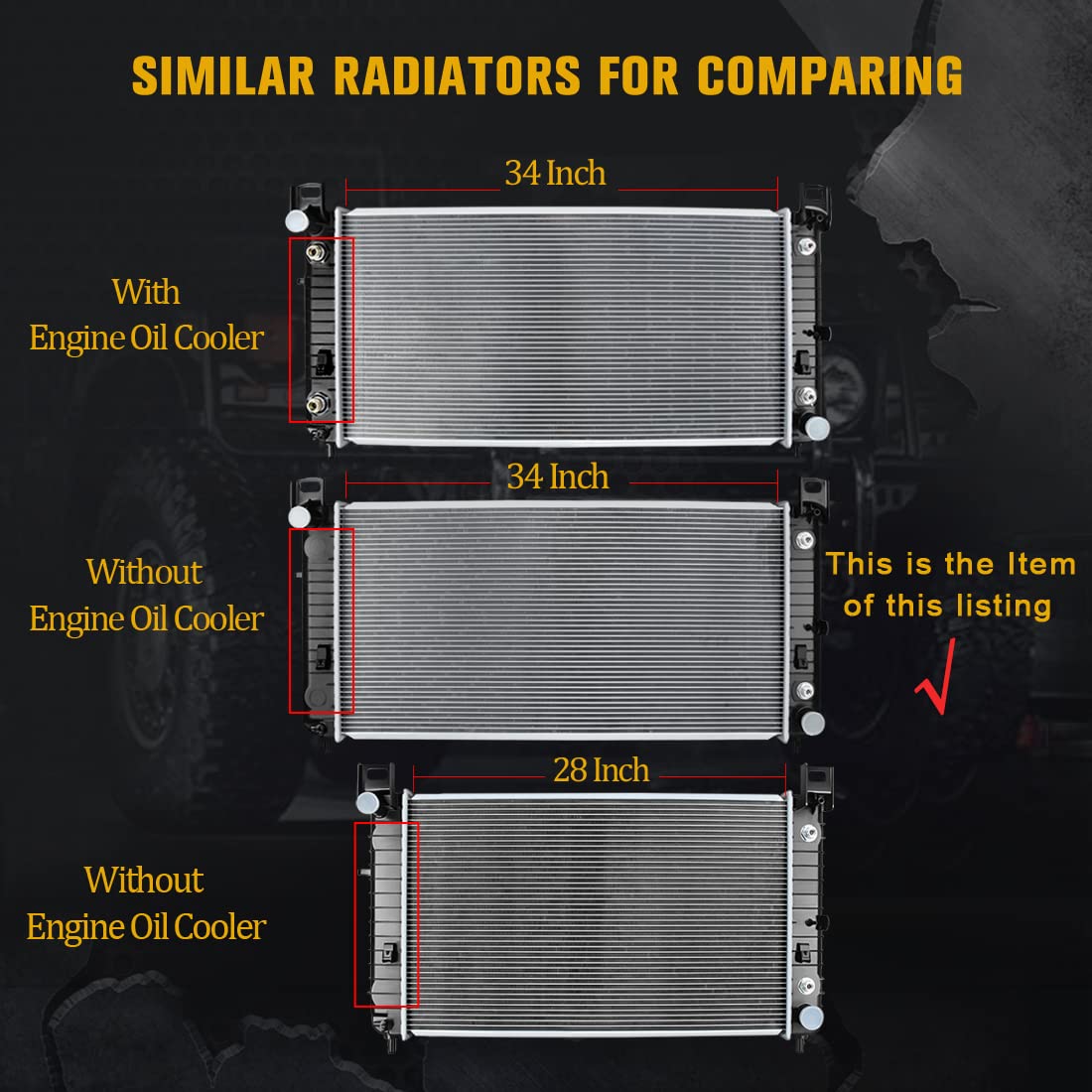 Dwvo 34 Inch Core Radiator Compatible With Chevy Silverado Suburban Tahoe Cadillac Avalanche Escalade Gmc Yukon Sierra Hummer H2