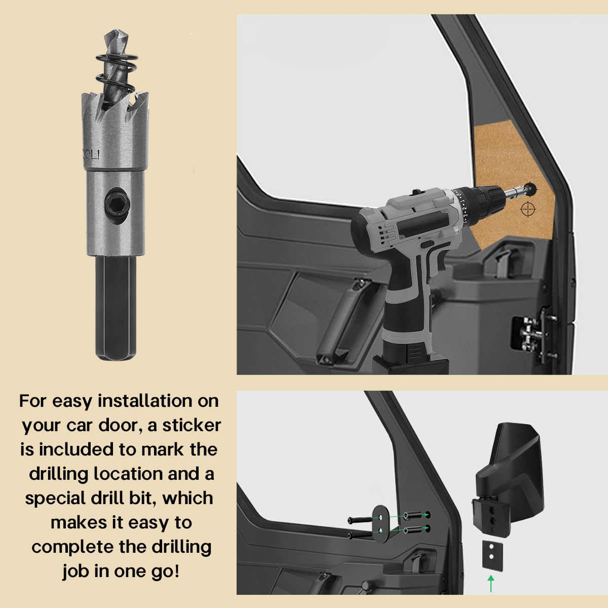 Ranger Side View Mirrors Door Mounted, The Spring Back Feature Allows Easy Reset After Fold, SHEJISI Upgraded UTV Mirrors for Fu