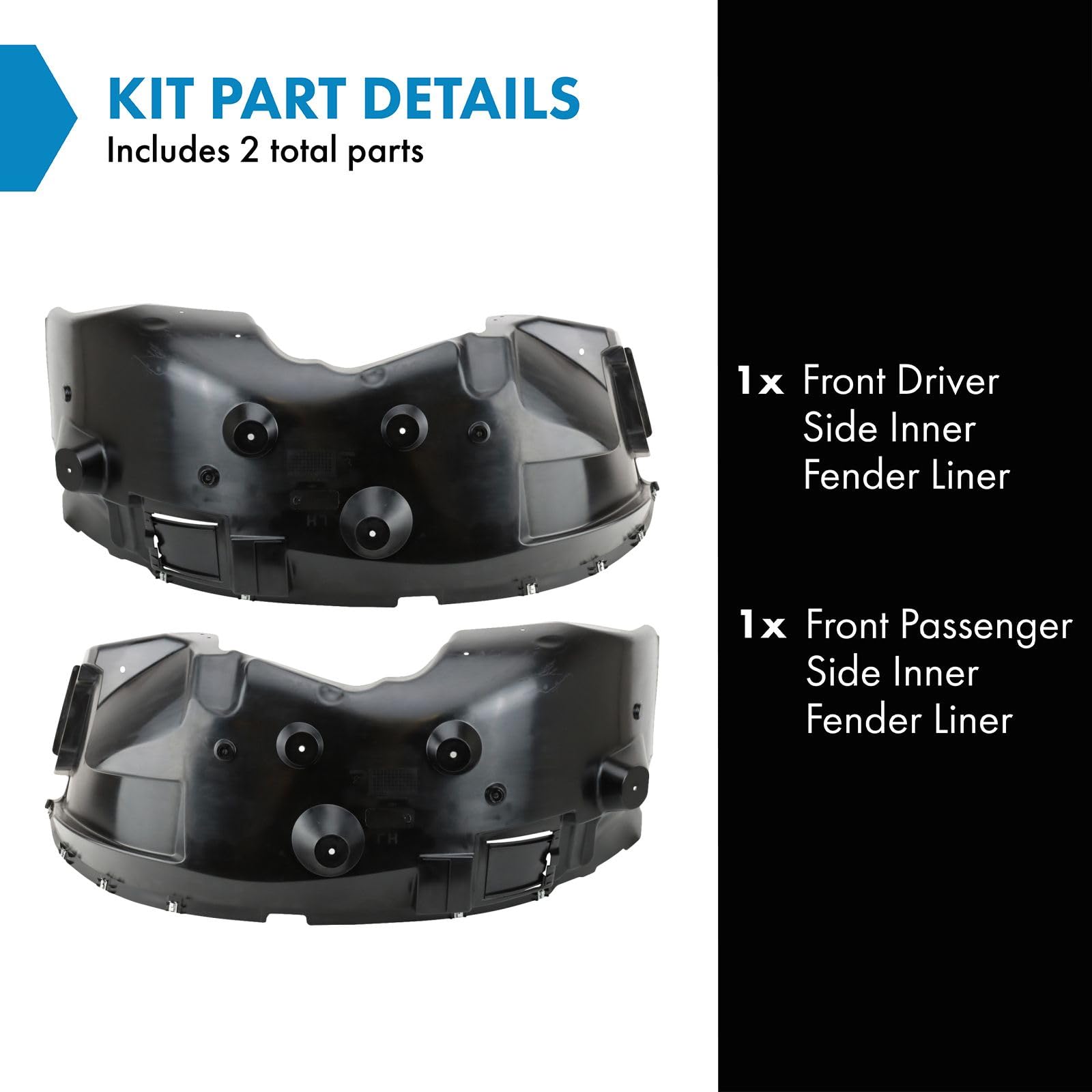 Trq Front Inner Fender Liner Set Compatible With 2014-2018 Ram 2500 2013-2018 3500 Ch1248164 Ch1249164