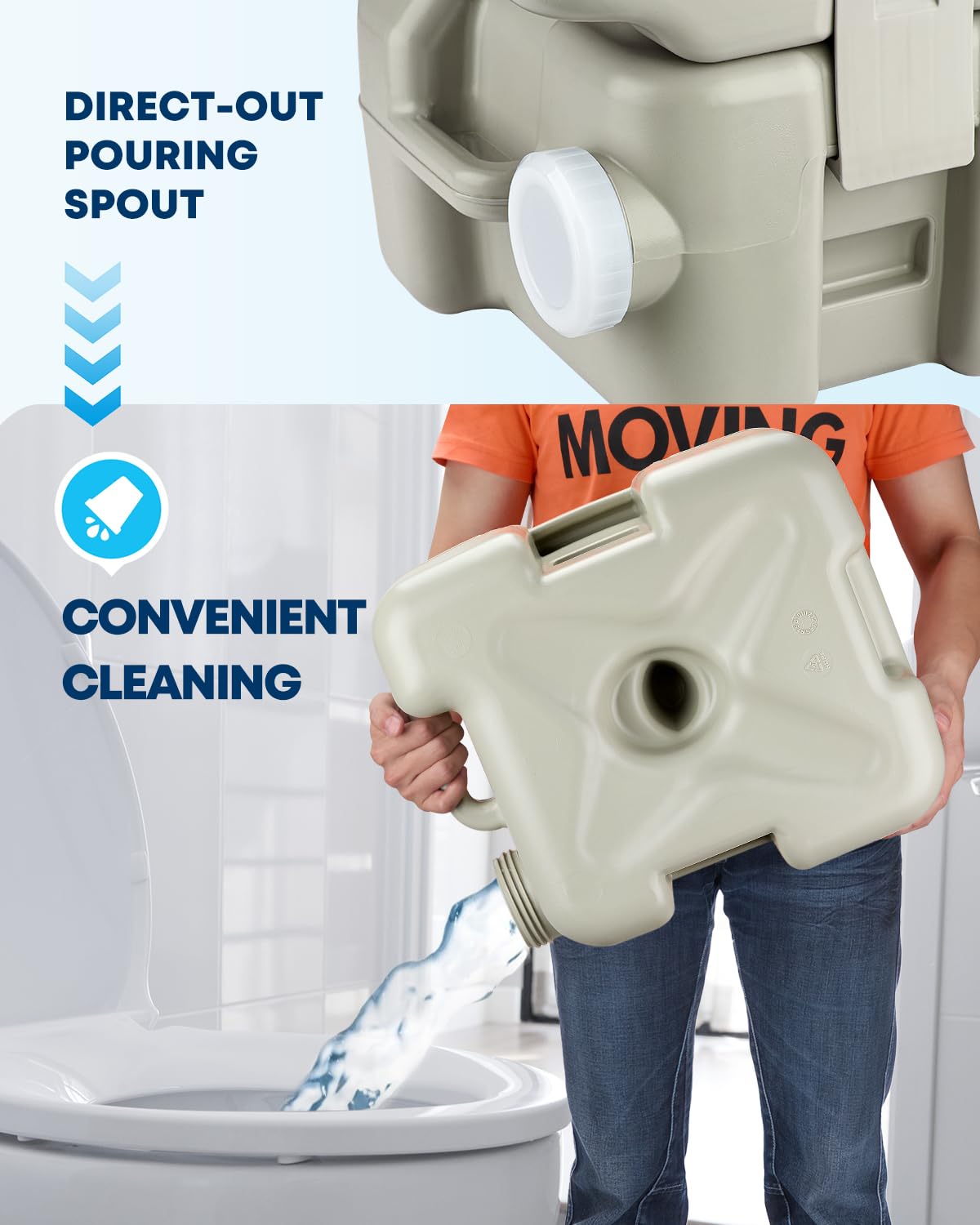 Kohree Portable Toilet for Camping 5.3 Gal: 20L Cassette Toilet Porta Potty for Adults with Diagonal Elongated Bowl Seat - Leakp