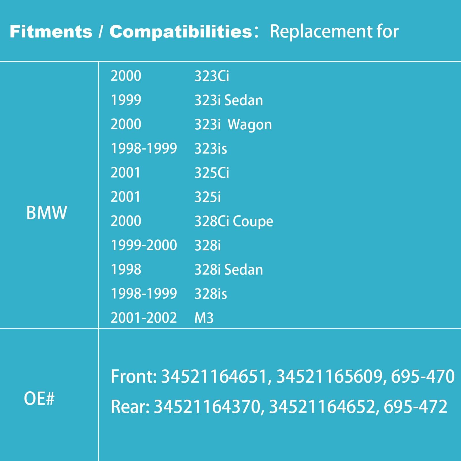 Ensun Abs Wheel Speed Sensor 34521164651 Front + 34521164652 Rear Replacement For 3-Series E46 | Set Of 4