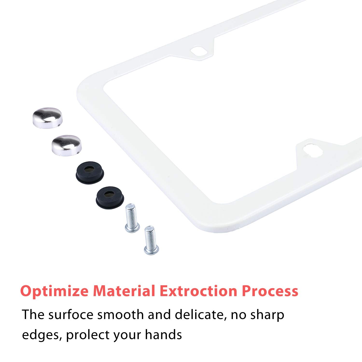 Livtee 4 Holes Stainless Steel License Plate Frames, 2 Pcs Car Licence Plate Covers, Automotive Exterior Accessories Slim Design