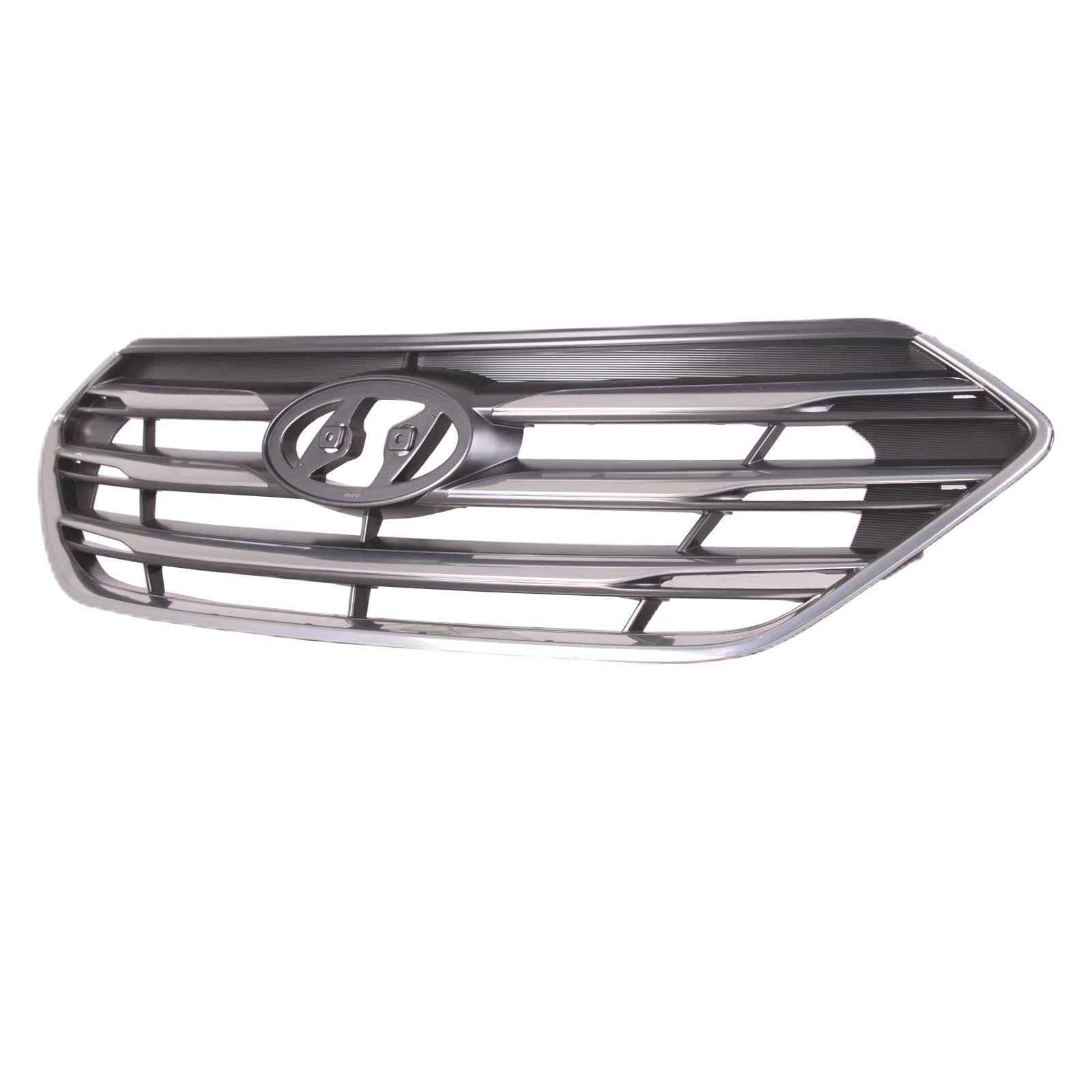 TYG (CAPA QUALITY) Chrome Front Grille Compatible with 2017-2018 Hyundai Santa Fe Sport w/o Front View Camera, ABS OEM Replaceme