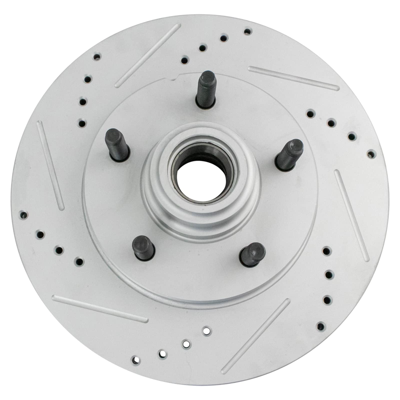 Trq Front Performance Brake Rotors Set Premium G-Coated Cross Drilled & Slotted Compatible With 2000-2004 Ford F-150 2004 F-150