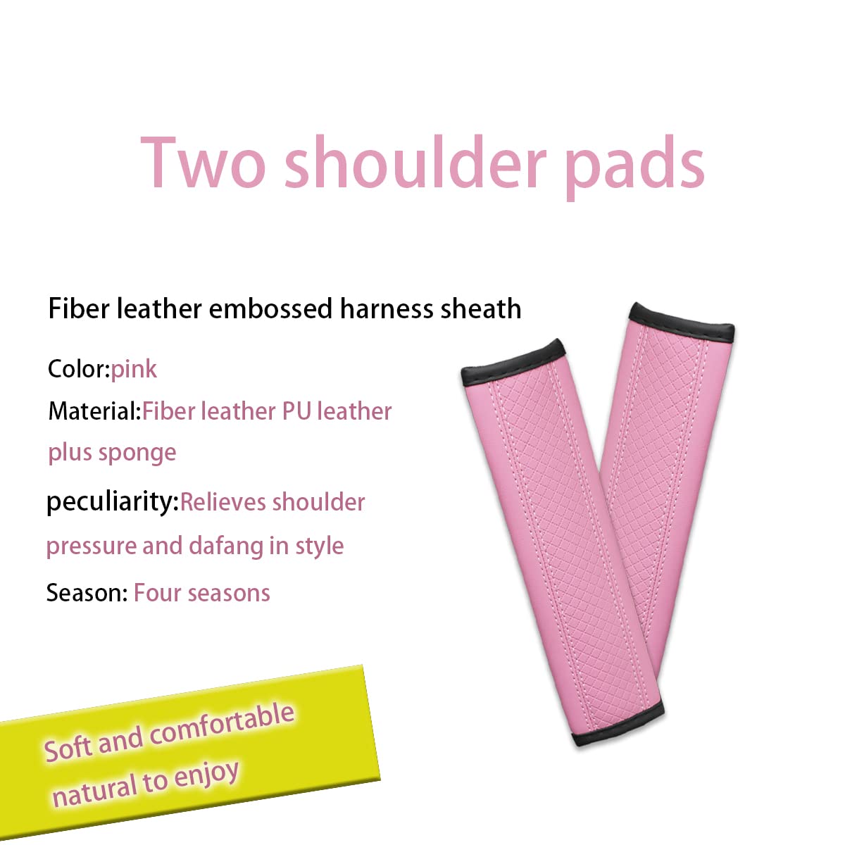 Zipelo 2Pcs Car Seat Belt Cover, Soft Shoulder Strap Covers Harness Pads, Safety Leather Seatbelt Comfort Driving Cushion Protect Your Neck And Shoulder Universal For Car, Truck, Suv (Pink)