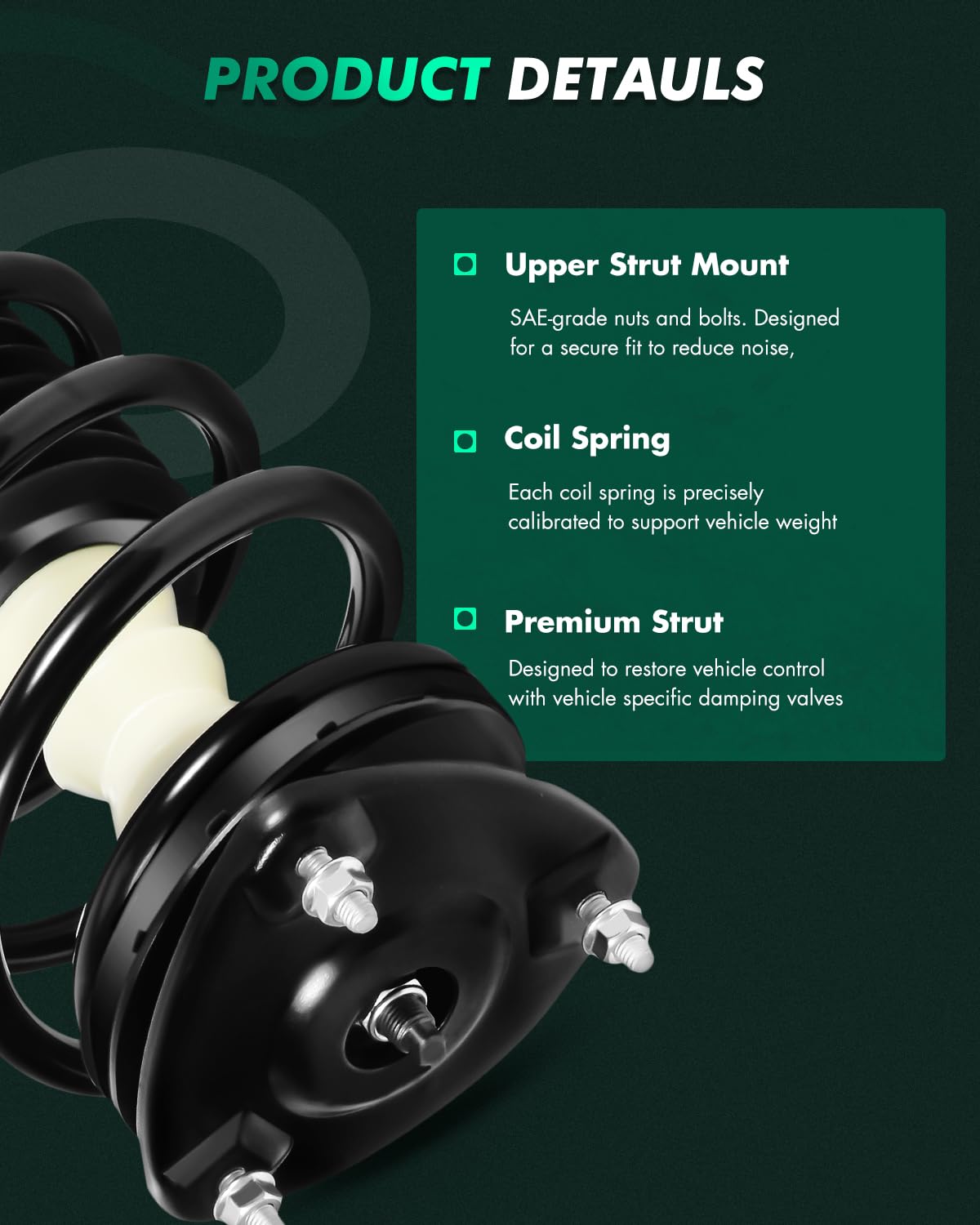 Scitoo Front Complete Struts Spring Assembly Shocks Struts Fits 2006-2011 For Hyundai Accent,2006-2011 For Kia Rio,2006-2011 For