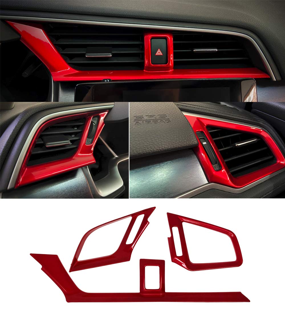 Gzxinwei Red Dashboard Air Vent Outlet Cover Trim Interior Frame Panel Sticker For Honda 10Th Gen Civic 2016 2017 2018 2019 2020