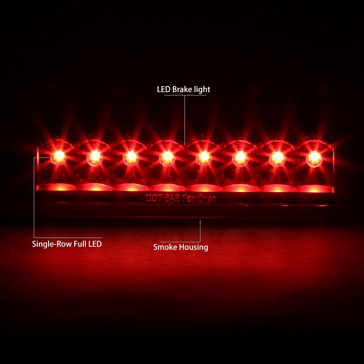 Dna Motoring 3Bl-Ttac95-Led-Bk-Sm Black Housing Led High Mount 3Rd Third Brake Light [Compatible With 95-17 Tacoma]