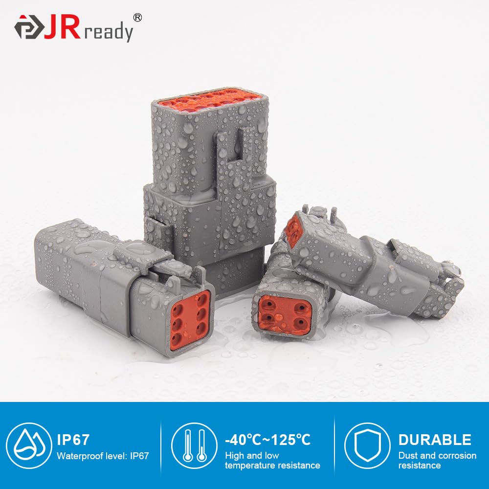 Jrready St6359 Deutsch Connector Kit, 2 3 4 6 8 12 Pin Dt Connectors, Size 16 Solid Contacts 16-20Awg, Deutsch Crimp Tool, Deuts