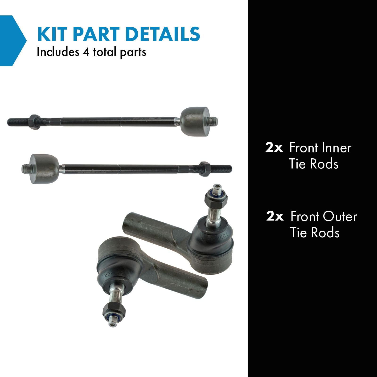 Trq Front Tie Rod Set Compatible With 2009-2012 Ford Escape 2010-2011 Mazda Tribute Mercury Mariner