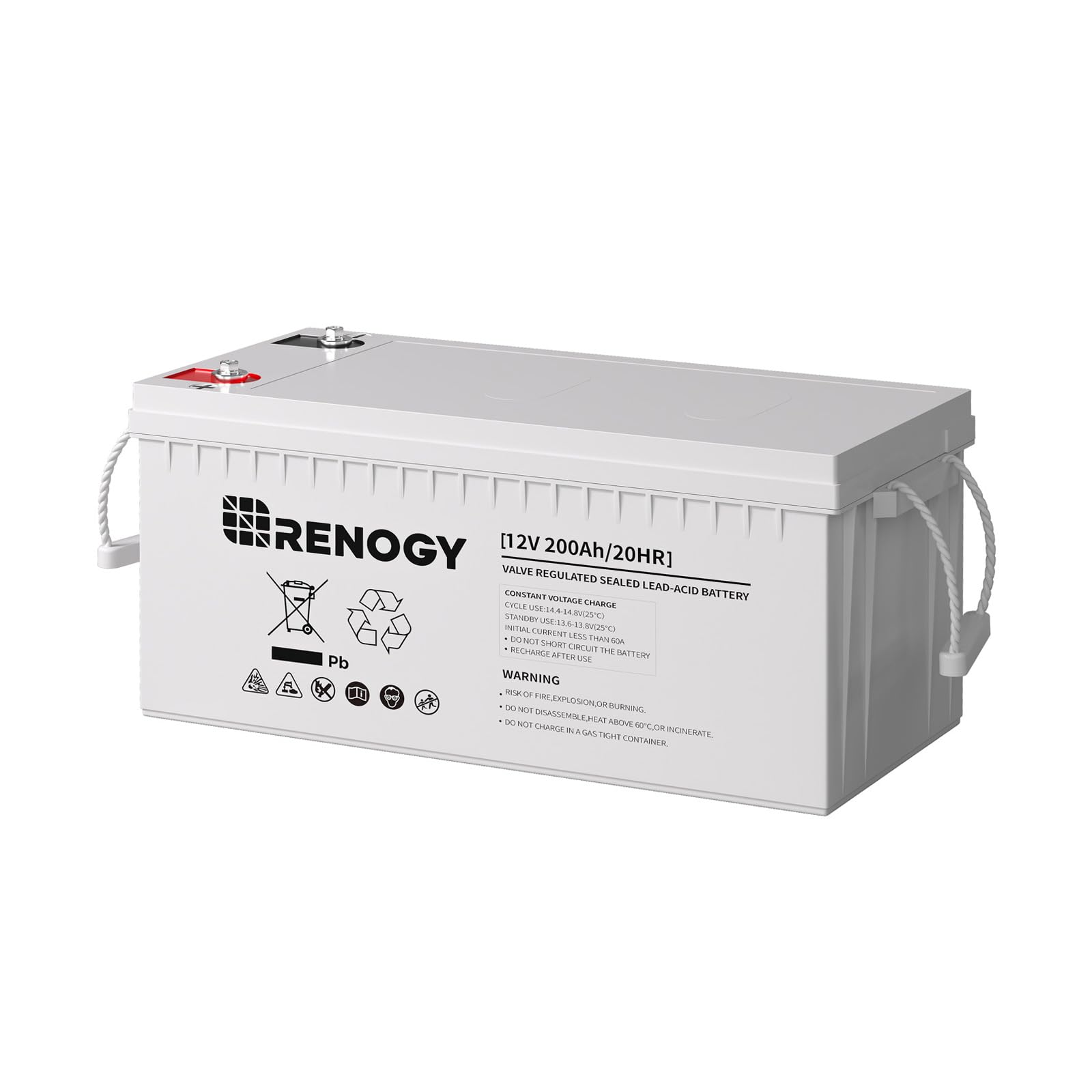 Renogy Deep Cycle Agm Battery 12 Volt 200Ah, 3% Self-Discharge Rate, 2000A Max Discharge Current, Safe Charge Most Home Appliances For Rv, Camping, Cabin, Marine And Off-Grid System, Maintenance-Free