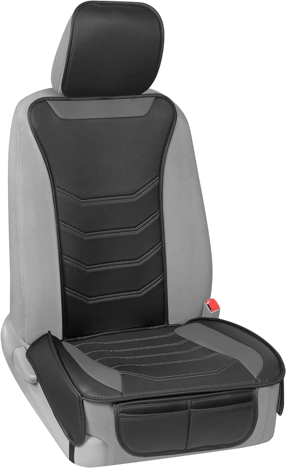 Motor Trend Luxefit Gray Seat Cover For Cars Trucks Van Suv (1 Piece), Premium Faux Leather Car Seat Cover, Easy To Install Auto