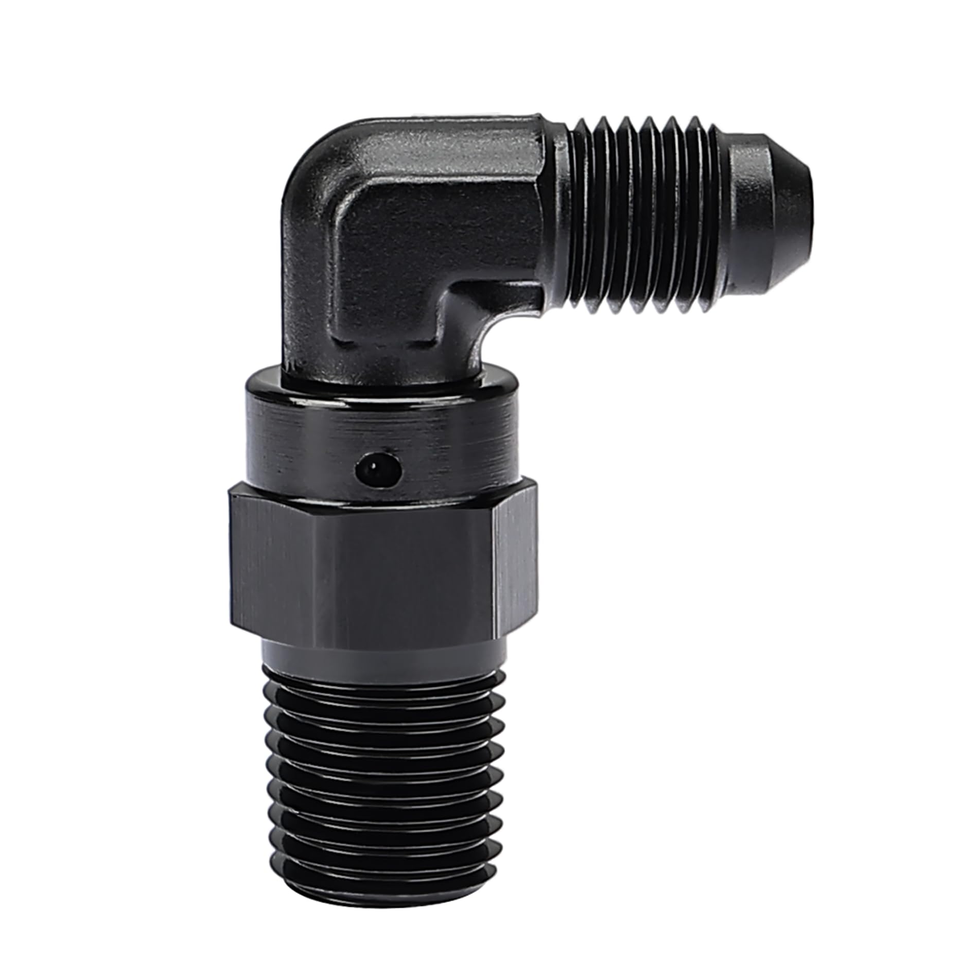 Evil Energy 4An Male Flare To 1/4 '' Npt 90 Degree Swivel Fitting Adapter Aluminum Black