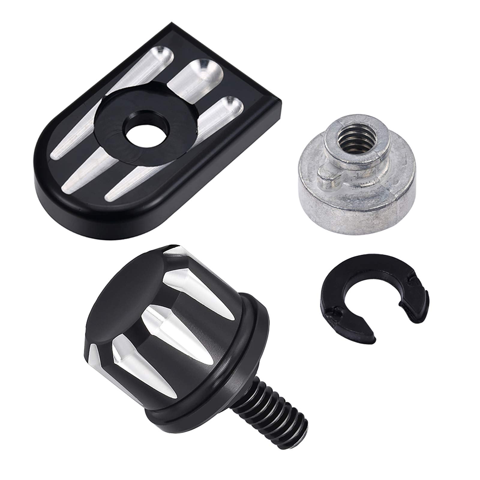 Amazicha Black Stainless Steel Fender Rear Seat Bolt Nut Tab Screw Mount Knob Cover 1/4''-20 Thread Compatible for Harley Davids