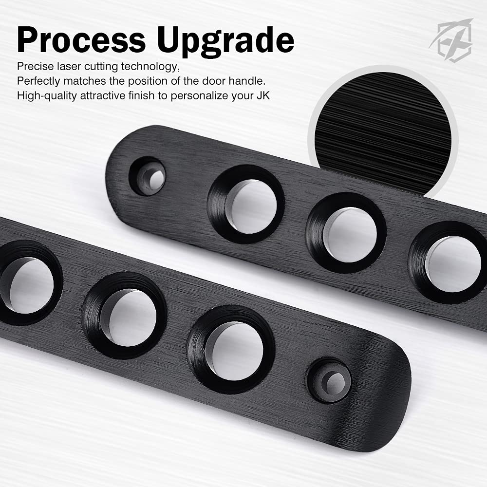 Xprite 3Pcs Brushed Aluminum Side Door Handle Inserts & Cover Trim For 2007-2018 Jeep Wrangler Jk Jku Sahara Rubicon 2 Door - Du