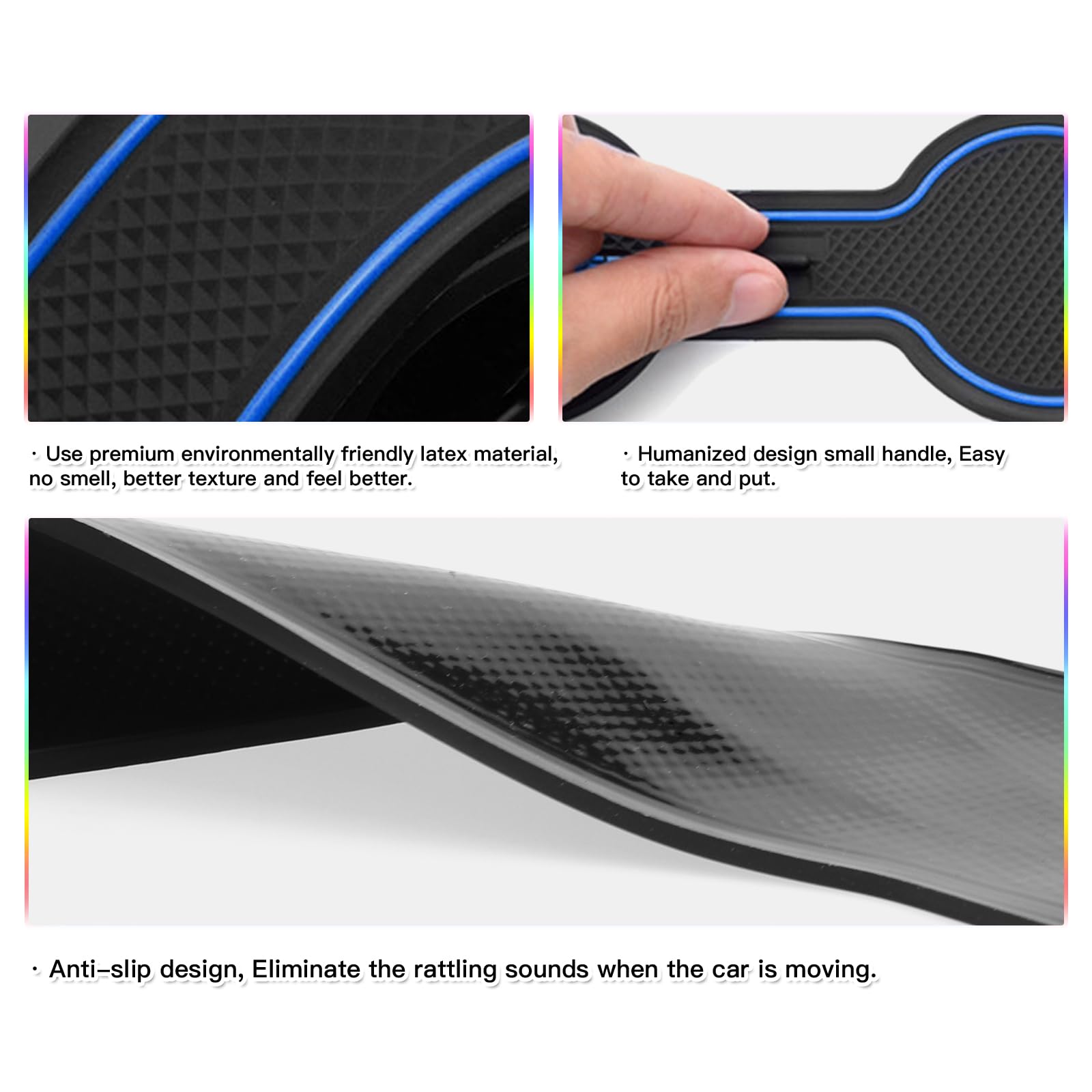 Sktu 2024 2025 Chevy Trax Door Slot Mat For 2024 2025 Chevrolet Trax (Ls,1Rs,Lt,2Rs,Activ) 2024 2025 Trax Accessories 14Pcs Fit 2024 2025 Trax Door Compartment Cup Center Console Liners (Blue)