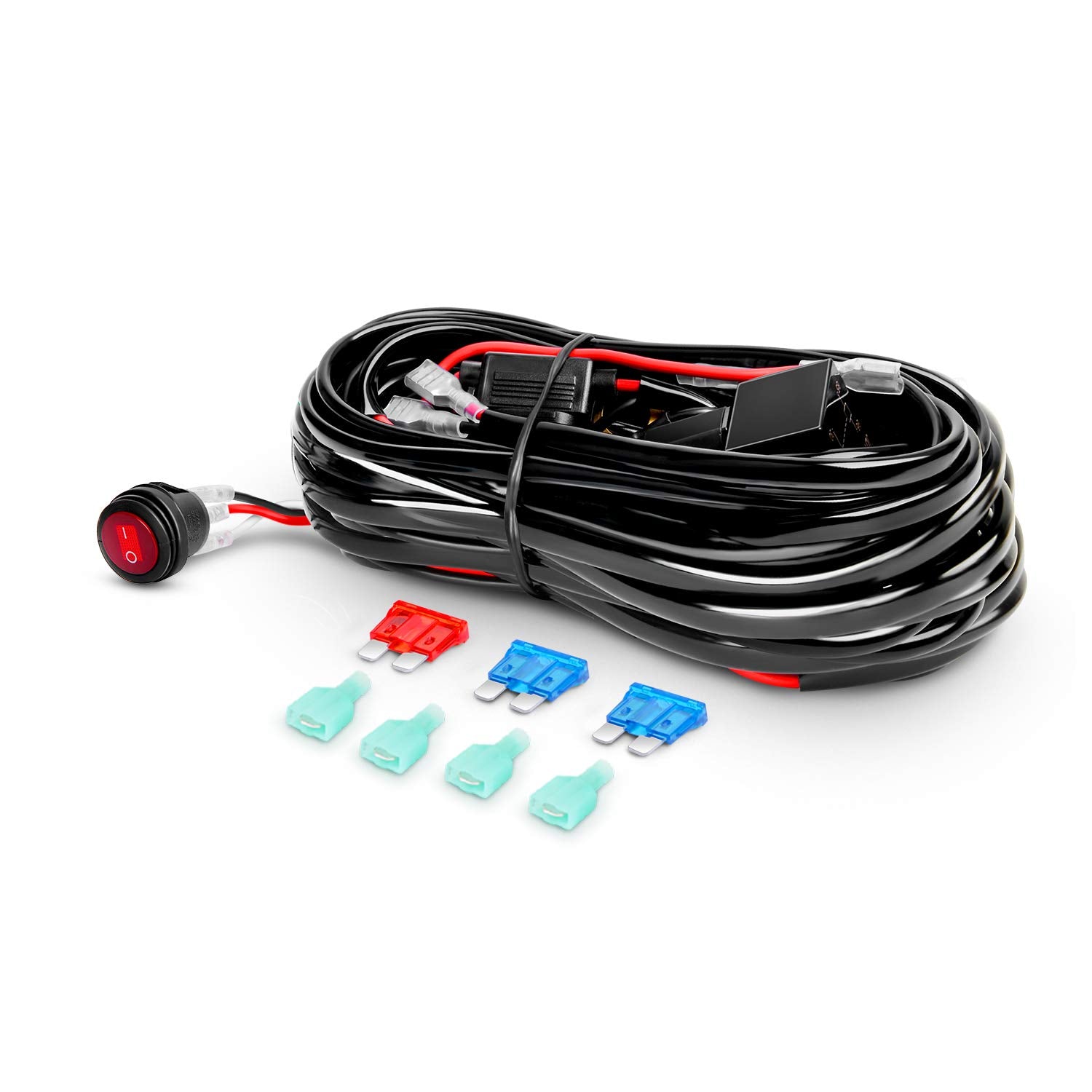Nilight - 10009W - Ni-Wa05 Led Light Bar Wiring Harness Kit 12V On Off Switch Power Relay Blade Fuse For Off Road Led Work Light