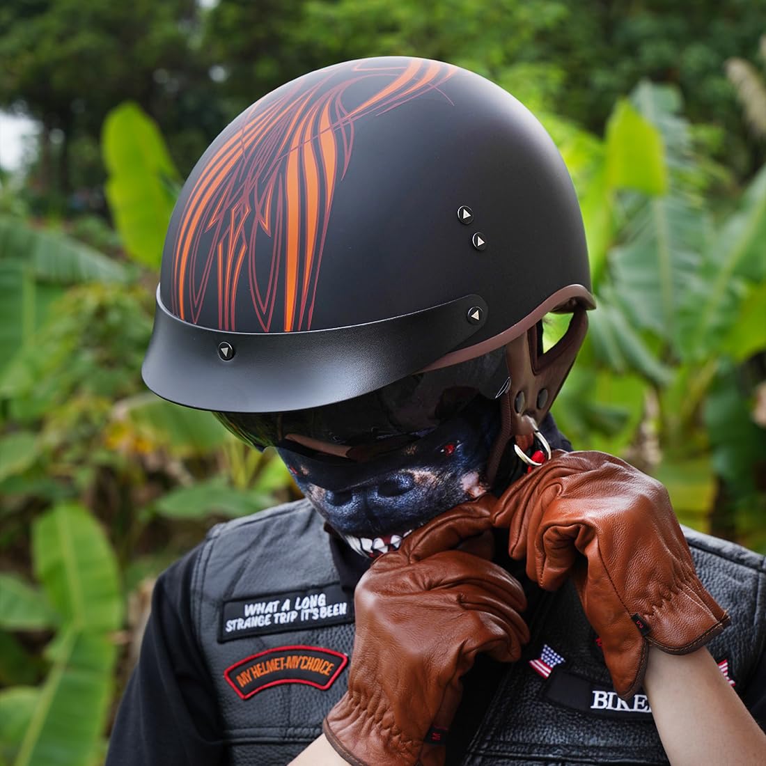 Vcoros Motorcycle Half Face Helmet Sun Visor Quick Release Buckle Dot Approved Adults Men Women Helmets For Cruiser Chopper Mope