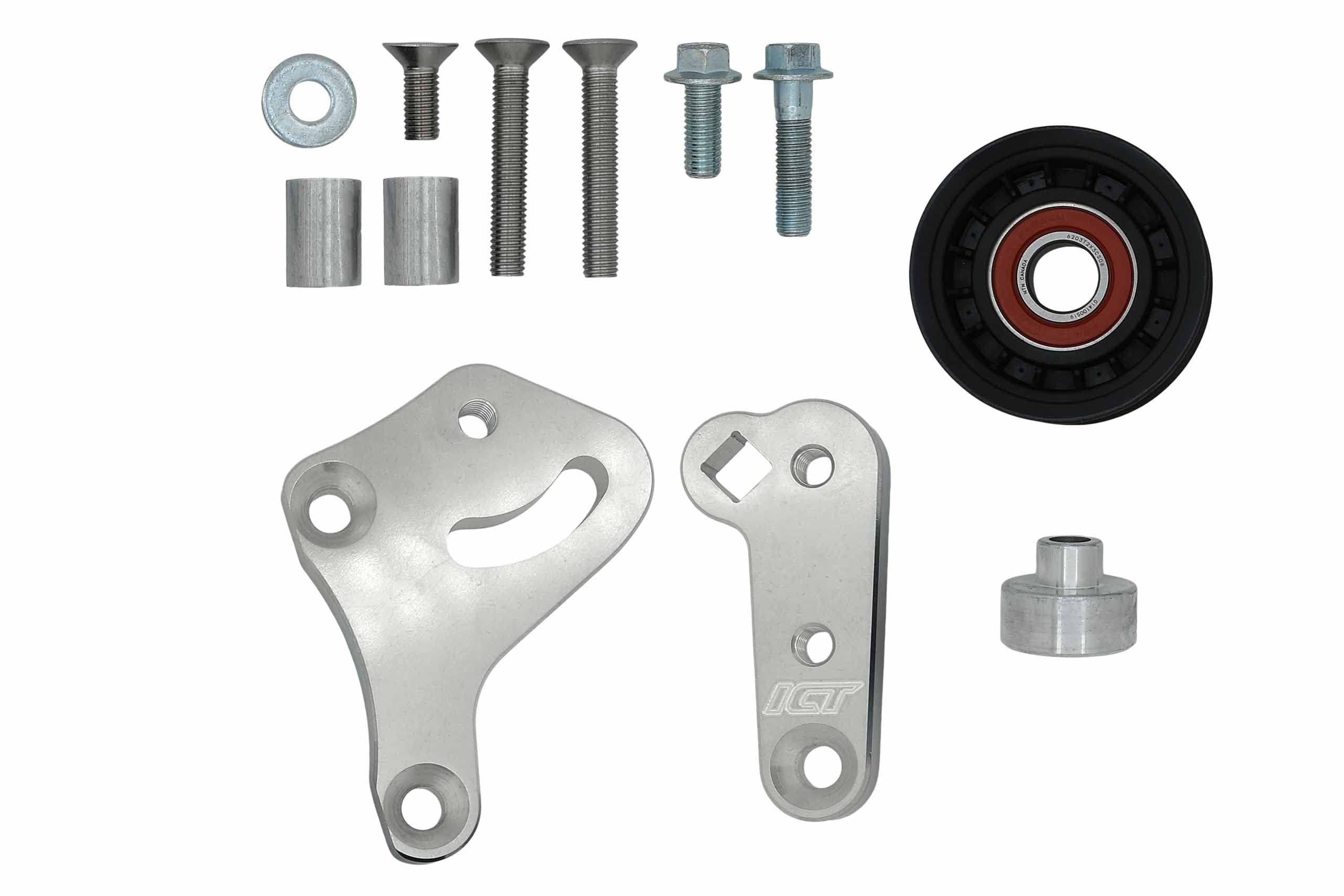 ICT Billet Manual Belt Tensioner with Pulley Compatible with Corvette CTS-V G8 CTSV Z06 LS7 Aluminum LS1 LS2 LS3 LS6 Made in The