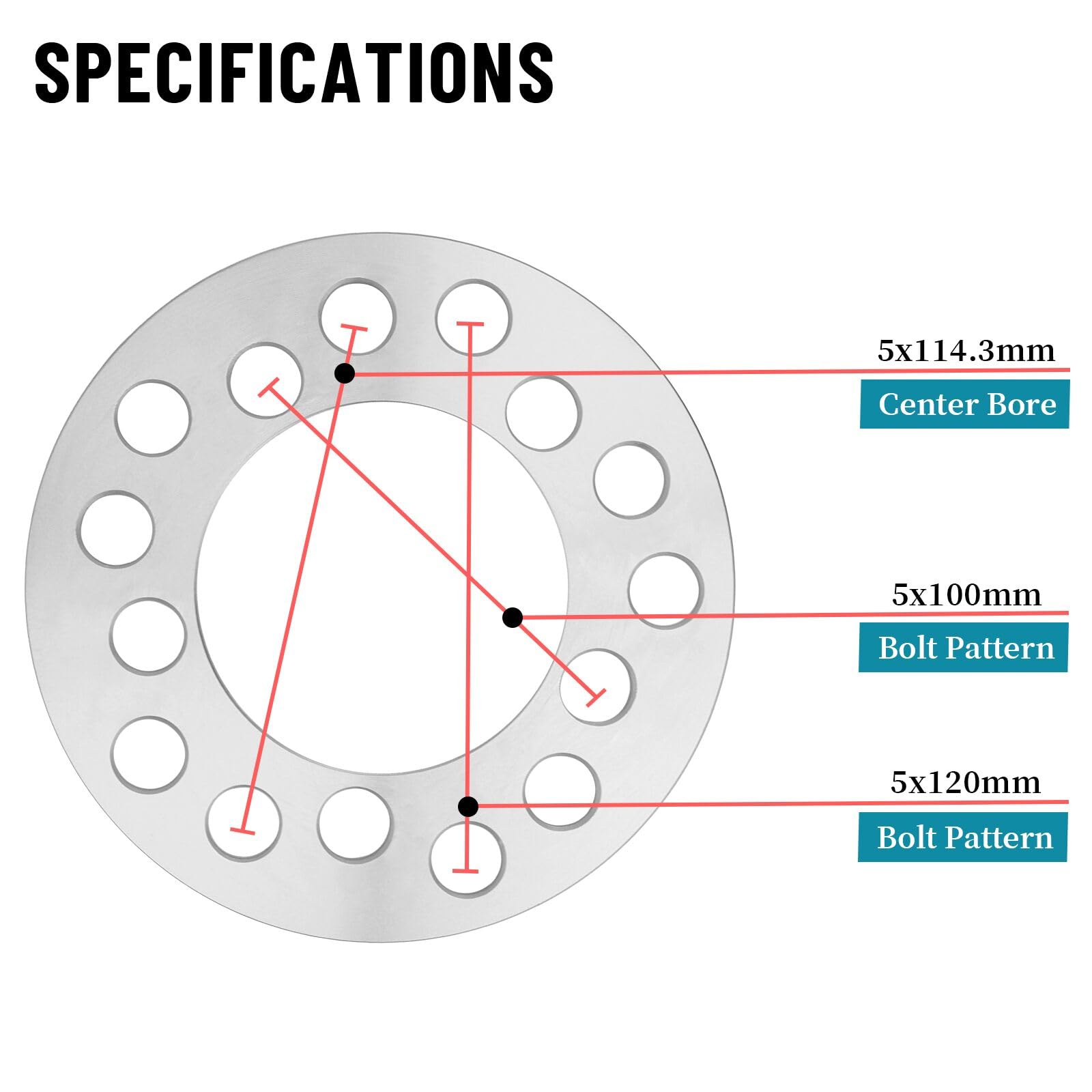 Irontek Wheel Spacers & Adapter Fit 5X100, 5X114.3, 5X120, 5X4.5 3/16''(5Mm) Thickness 4Pcs Id:78Mm For Acura 01-03 Cl, 91-95 Le