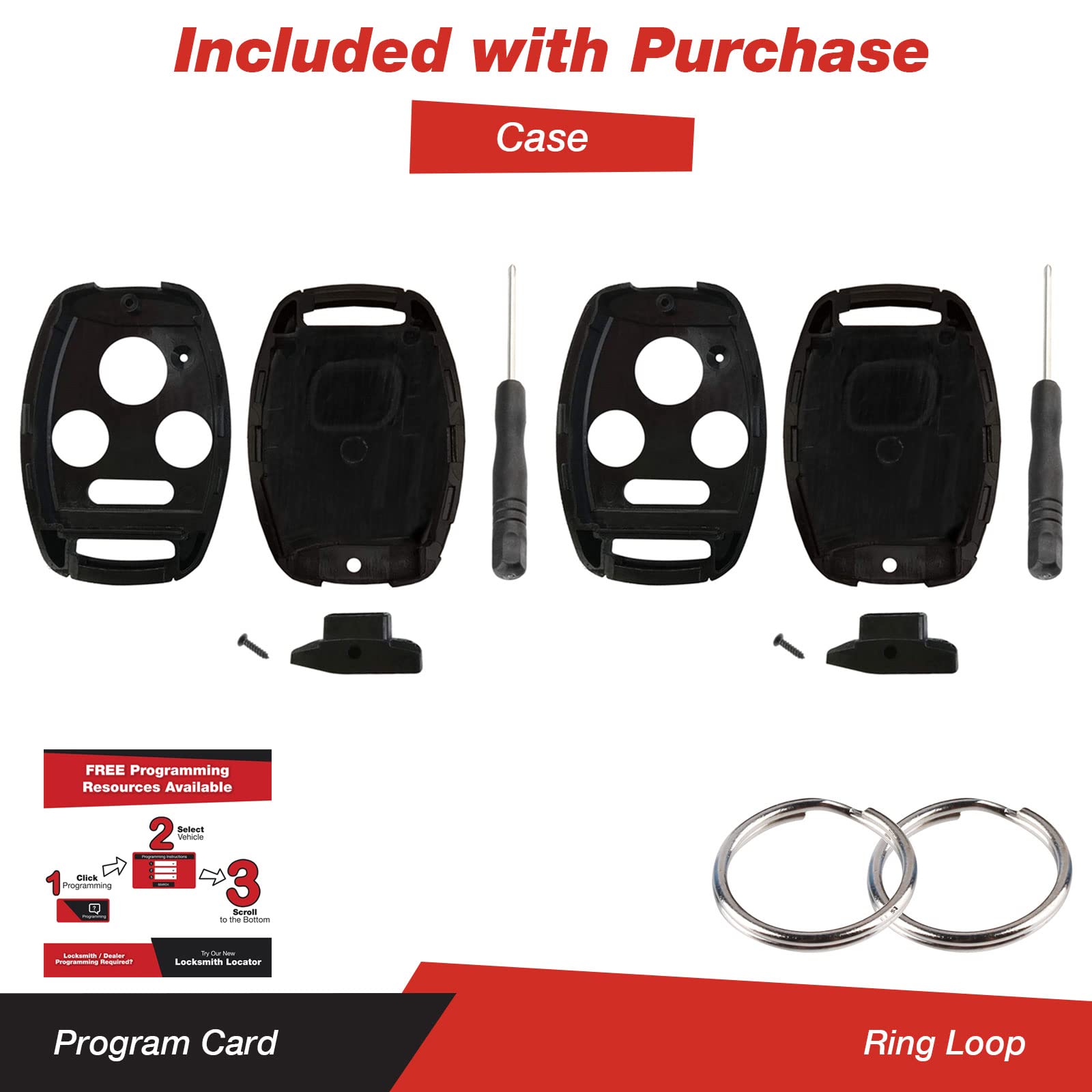 No Cut Key Fob Case Shell For Honda Accord Civic Pilot Cr-V Remote (Pack Of 2)