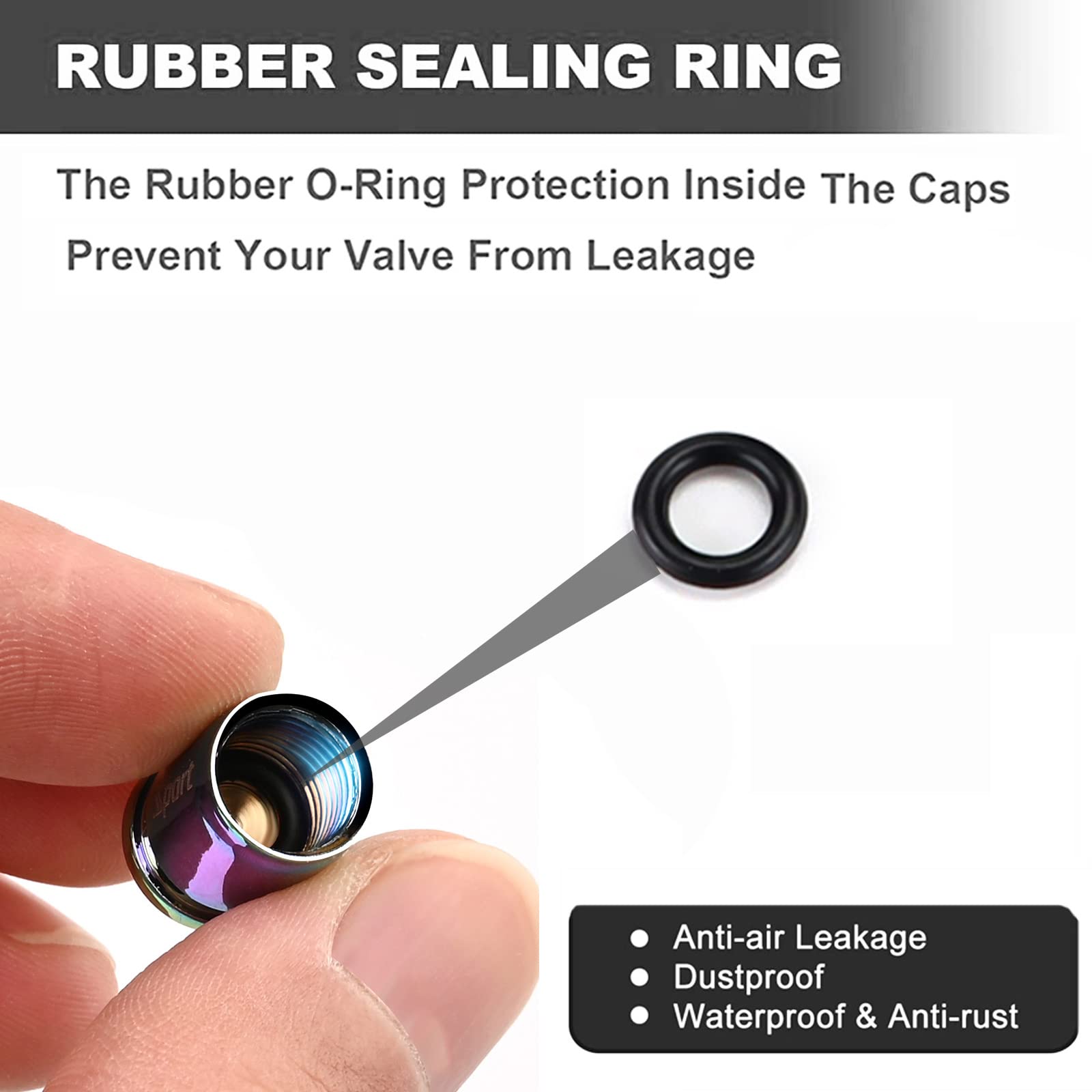 Dsycar Metal Bullet Valve Stem Caps (8 Pack), Anti Theft Design Aluminum Tire Valve Cap Sets With Rubber Ring, Universal Stem Co