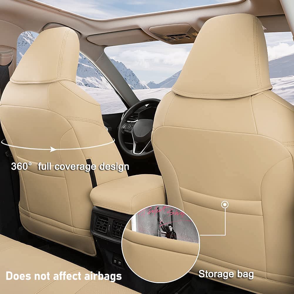 GIANT PANDA Pu Leather Car Seat Covers Full Set Custom Fit for Toyota RAV4 Hybrid LE/Hybrid Limited/Hybrid XLE/Hybrid XLE Premiu