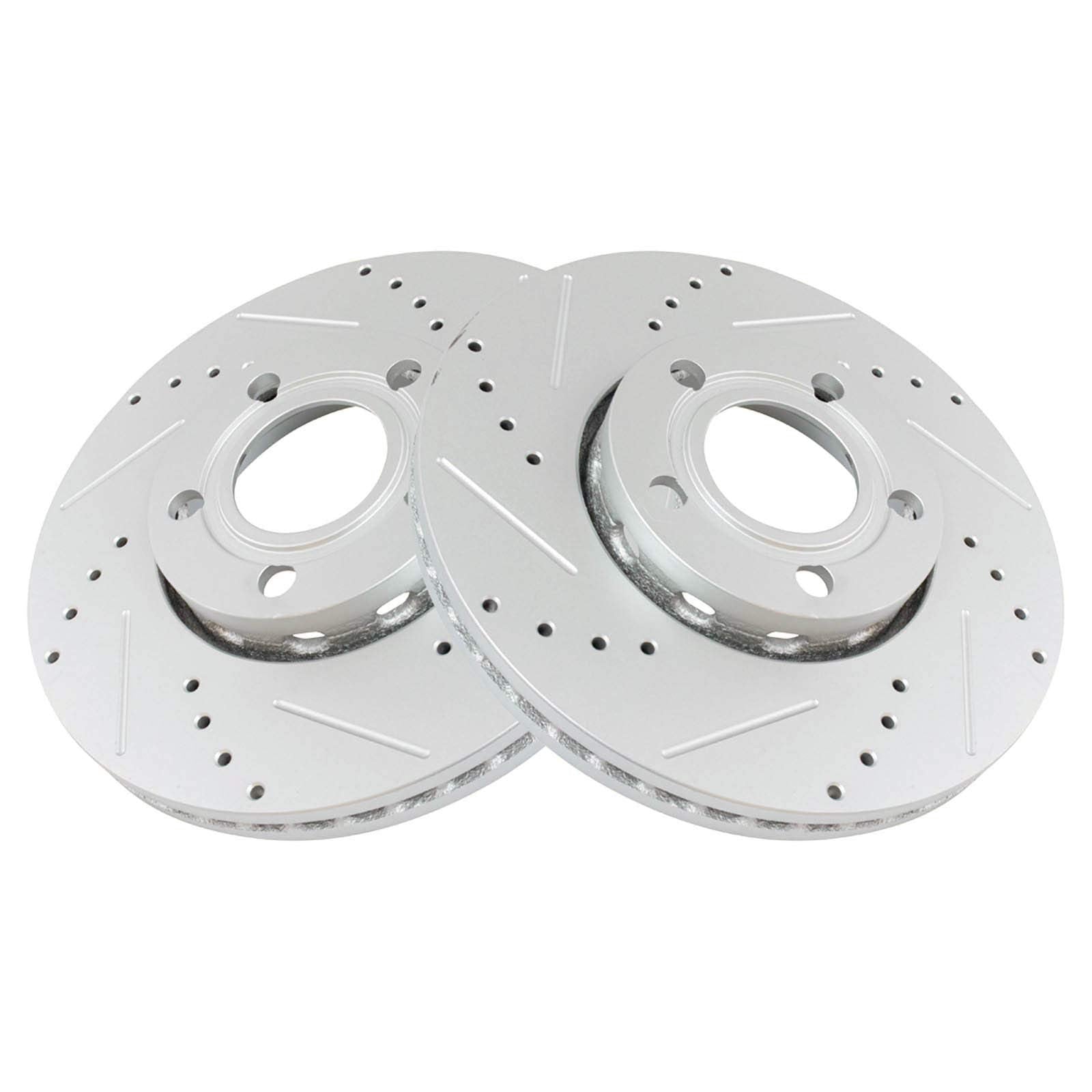 Trq Front Performance Brake Rotors Set Premium G-Coated Cross Drilled & Slotted Compatible With 1992-1994 Audi 100 100 Quattro 1