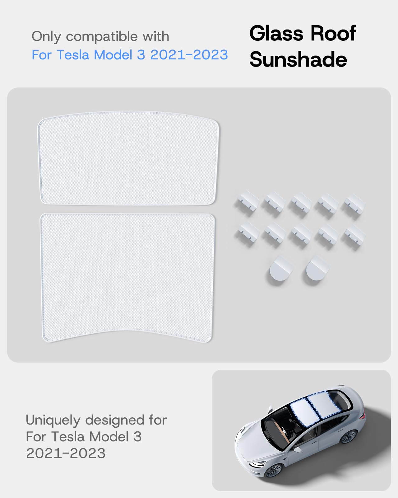 Sumk 2025 Upgrade Magnetic Sunshade Roof For Tesla Model Y Juniper Accessories, [Never Sag & No Light Leakage] Nano Ice-Crystal