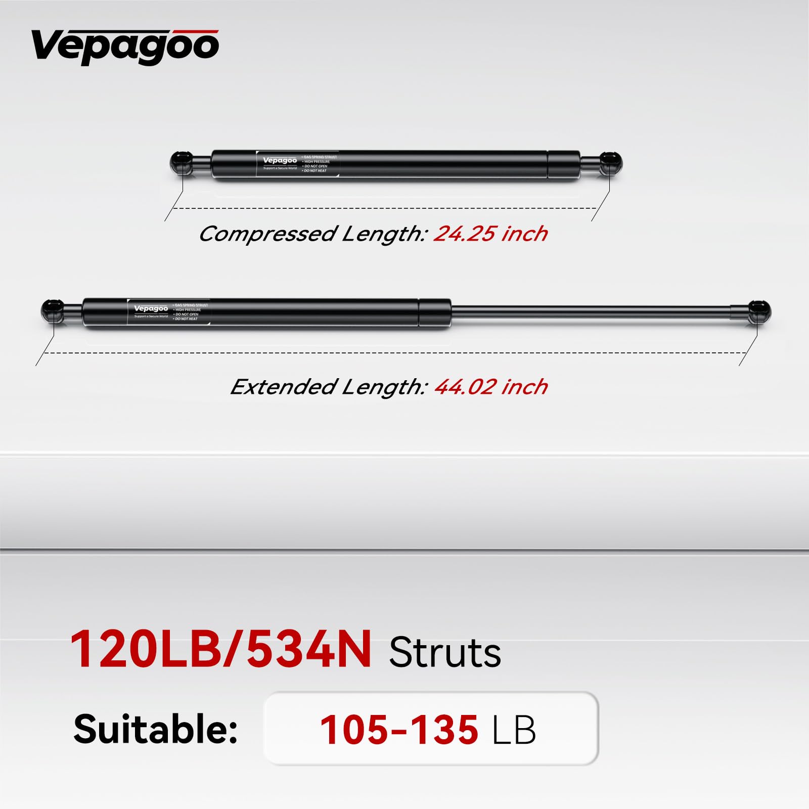Vepagoo Sf440M120 44 Inch 120Lb/534N Gas Shock Strut Spring Long Lift Support For Snowmobile Trailer Lift Rv Door Heavy Duty Tru