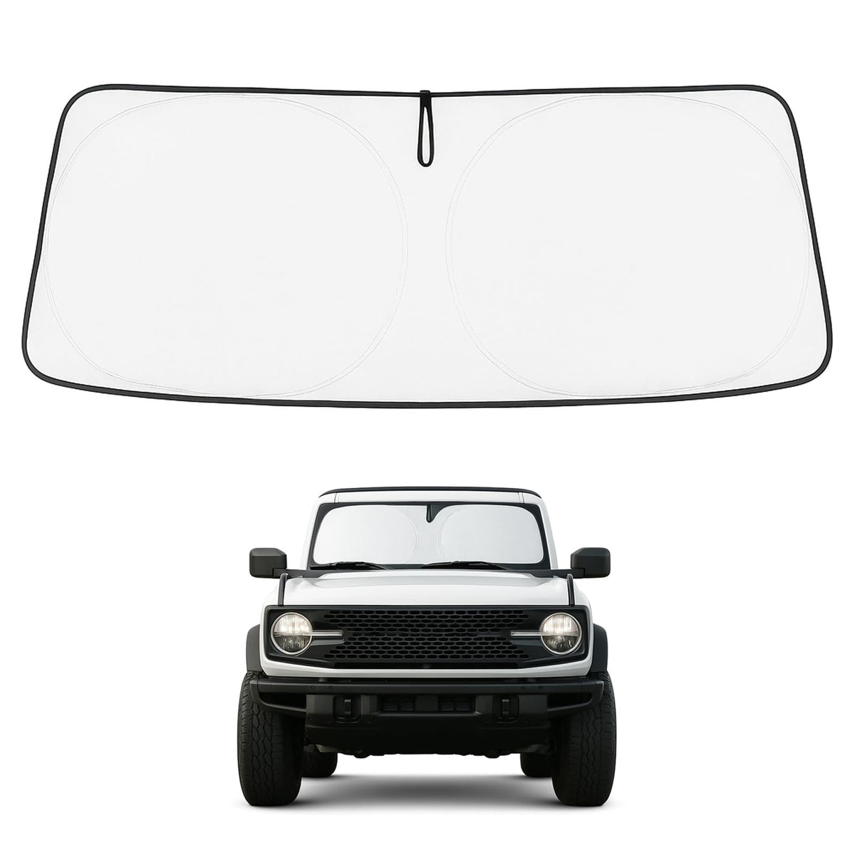 Proadsy Upgrade Windshield Sun Shade Custom Fit Ford Bronco 2/4-Door 2021-2024 2025 Foldable Front Sunshade Protector Blocks Uv