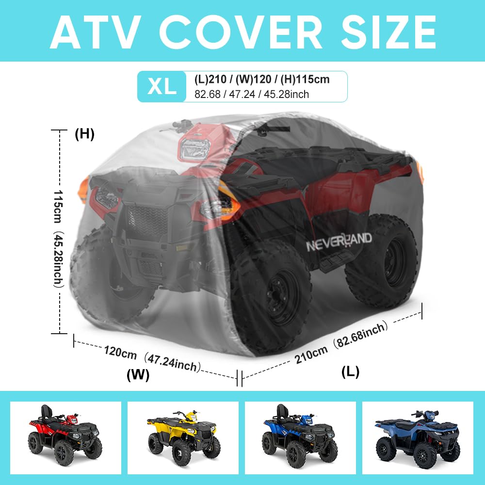 Neverland ATV Cover Waterproof Heavy Duty XL Universal Quad Cover Outdoor Storage Cover 4 Wheeler Rain Cover All Weather for Pol