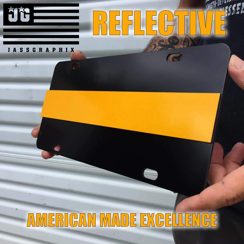 2-D Heavy Duty Reflective Thin Yellow Line License Plate
