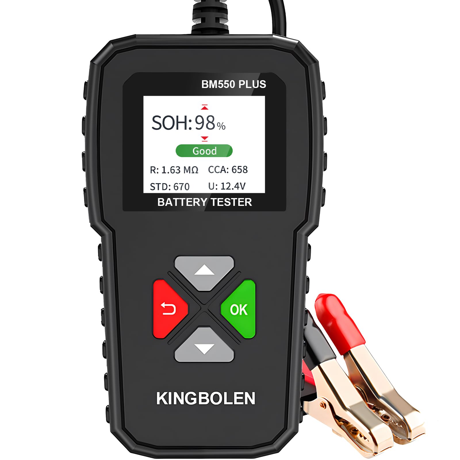 KINGBOLEN BM550 Plus 6V-24V 100-2000 CCA Car Battery Tester, Voltage Waveform Analyzer for Cars Trucks SUV Motorcycle
