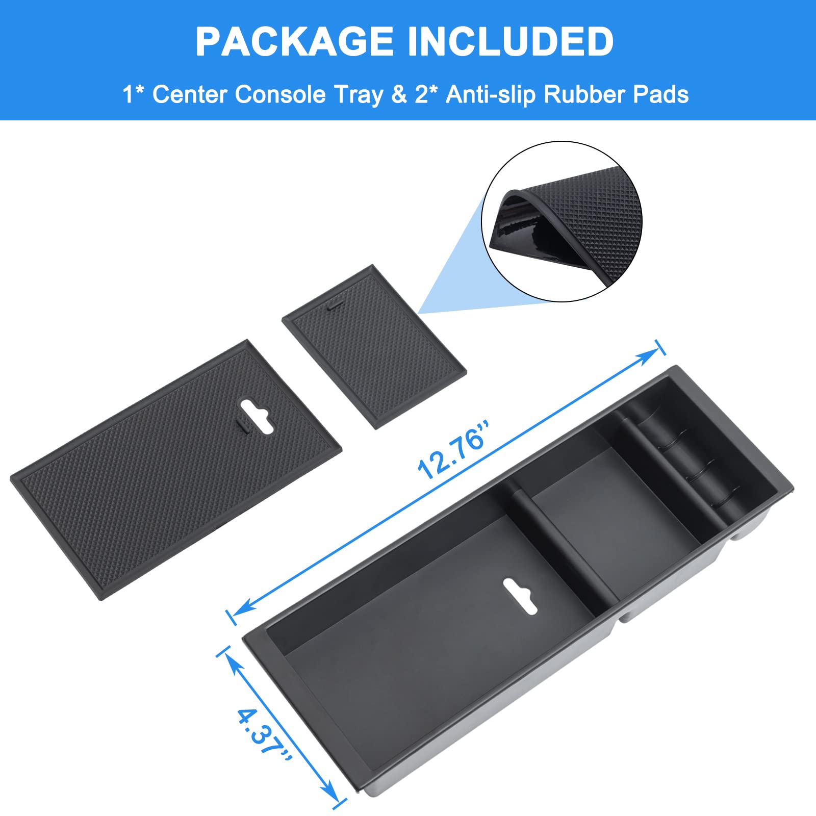 Pimcar Center Console Organizer For Ford F150 2021-2025, F150 Lightning 2022-2025 Armrest Storage Tray Accessories Abs Plastic (