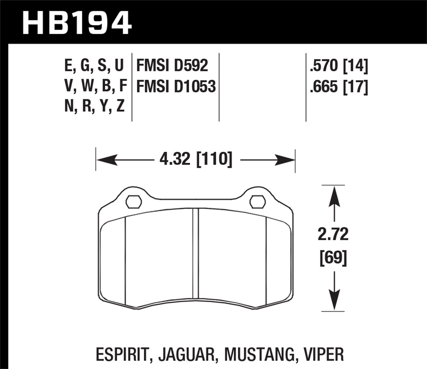 Hawk Performance HB194F.570 HPS Performance Ceramic Brake Pad