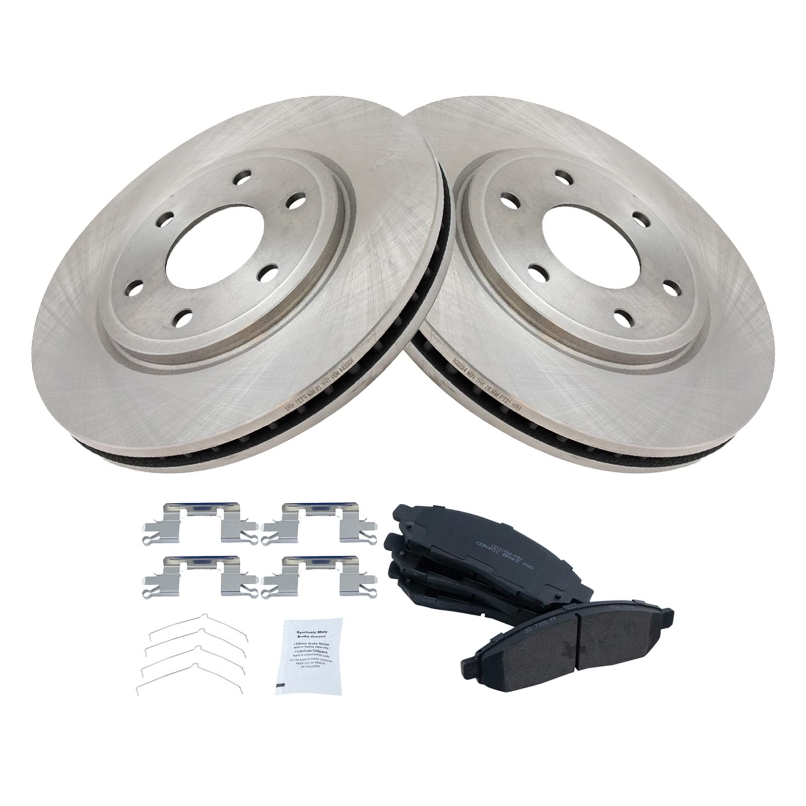 Trq Front Brake Pad & Rotor Kit Brake Pads Brake Rotor Ceramic Compatible With 2005-2017 Nissan Frontier 2009-2012 Suzuki Equato