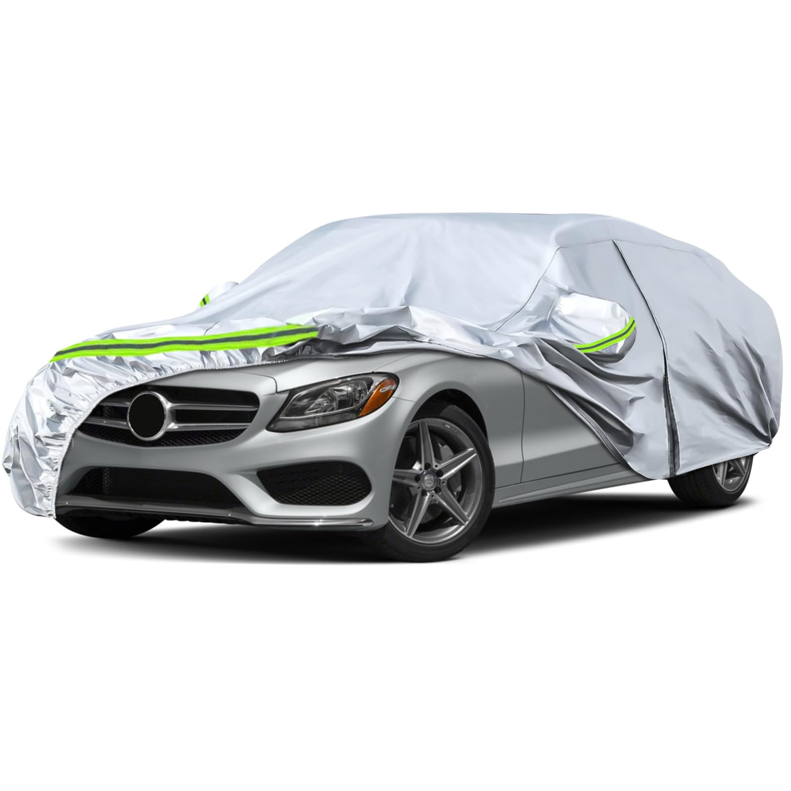 Waterproof Car Covers Replace For 2008-2025 Mercedes Benz C-Class C250 C300 C350, 6 Layers Silver All Weather Car Cover With Zip