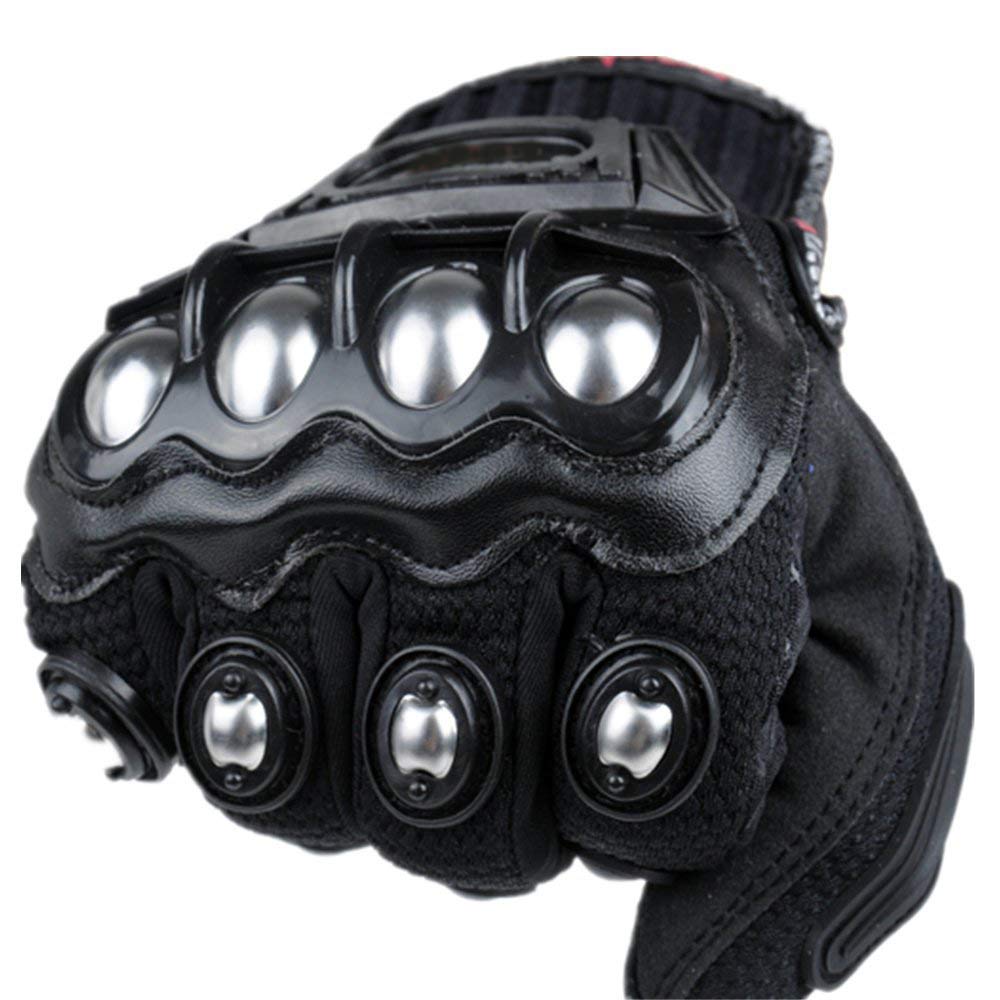 Oubaiya Steel Outdoor Knuckle Motorcycle Motorbike Powersports Safety Gloves (Large, Black)