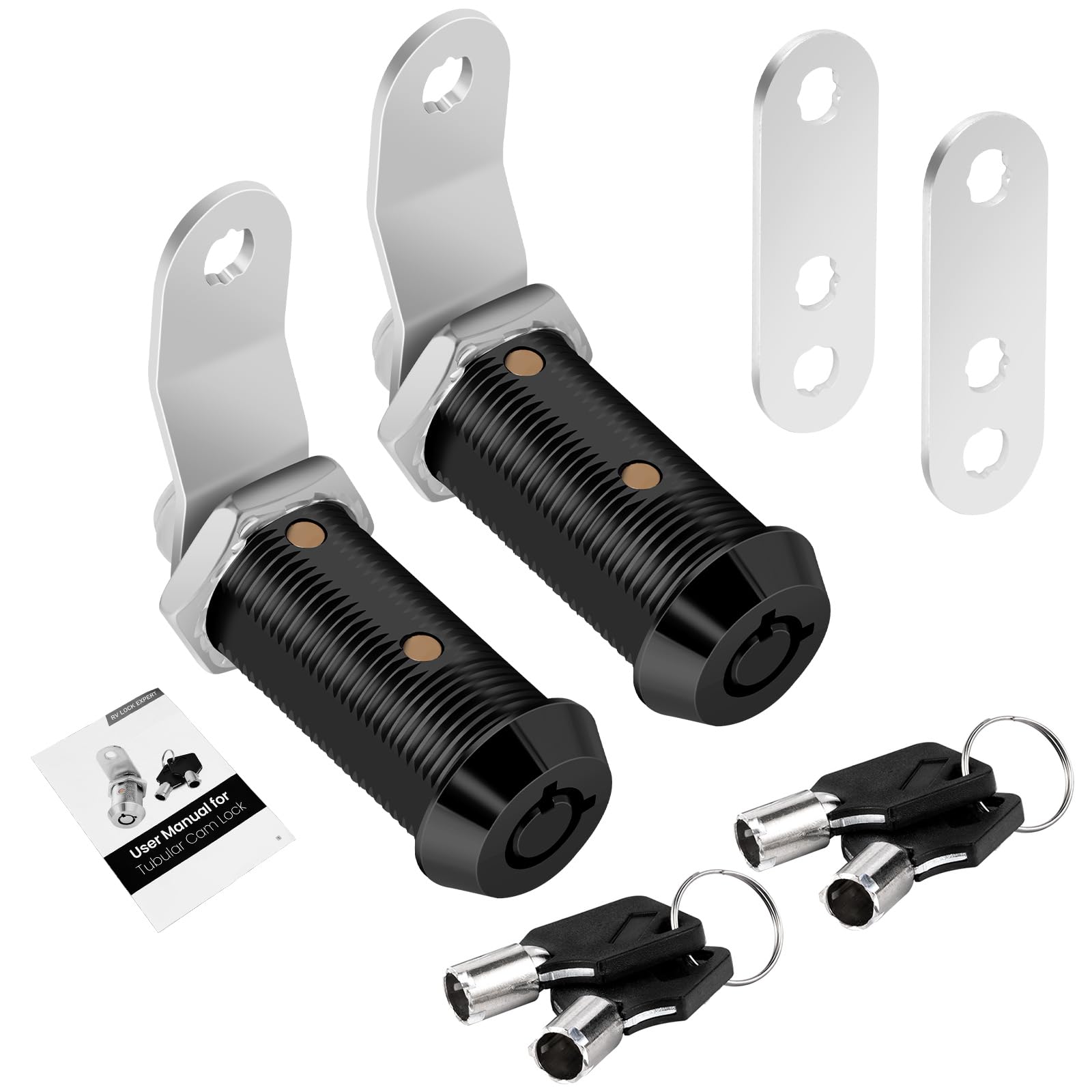 Cylinnda 2 Pack Black Cabinet Lock With Keys, 1-1/2'' Rv Storage Locks Keyed Alike, Rv Locks For Storage Door, Camper Toolbox Rv